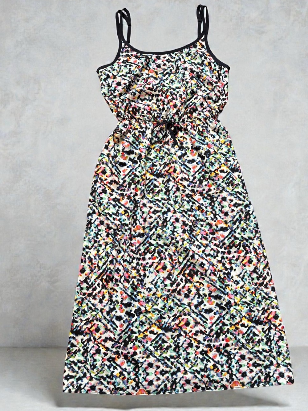 Athleta Women’s Sunbeam Easy-Breezy Multicolored Print and Tie Waist Dress